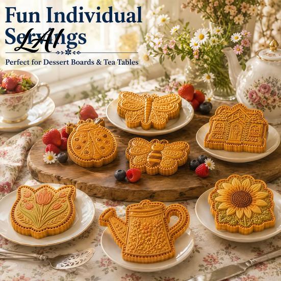 DIY Pastry Tools for Kids Spring Garden Mini Pie Mold Food-Grade Silicone Cookie Cutter Creative Baking Gifts Women Baking Fondant Clay Craft,