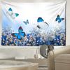 Floral Flowers And Blue Butterfly Tapestry Wall Hanging Bohemian Minimalist Art Modern Style Bedroom Living Room Home Decor