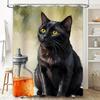 Cat Bath Curtain With Glass Jar Black Cat Decor Shower Curtain For Pet Lover'S Bathroom Decoration