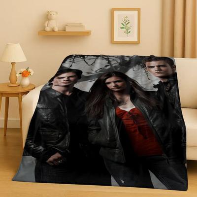 HD The Vampire Diaries Damon Salvatore TV Flannel Blanket,Ultra Soft Warm Plush Throw for Home Bedroom Bed Sofa Cover Kids