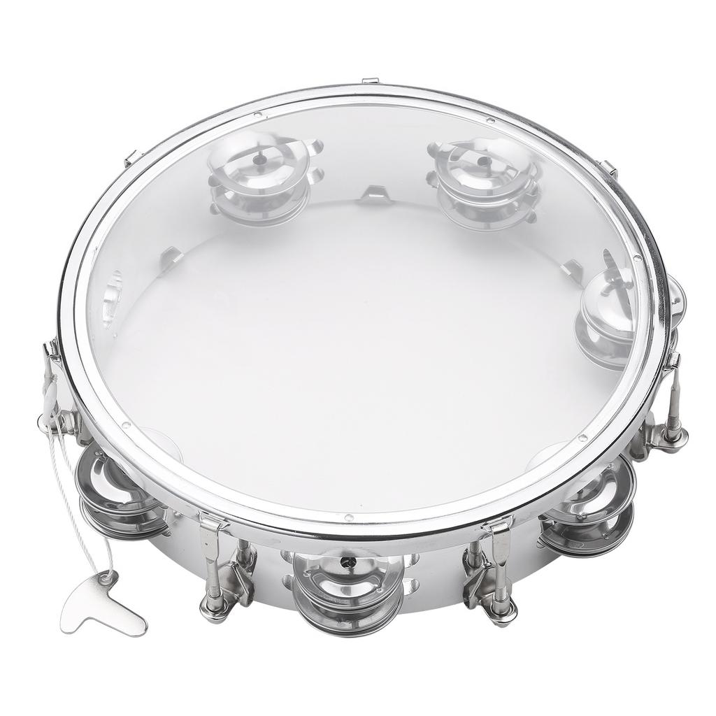 8inch Tambourine Handbell Hand Drum with Double Row Jingles Musical Percussion Instrument