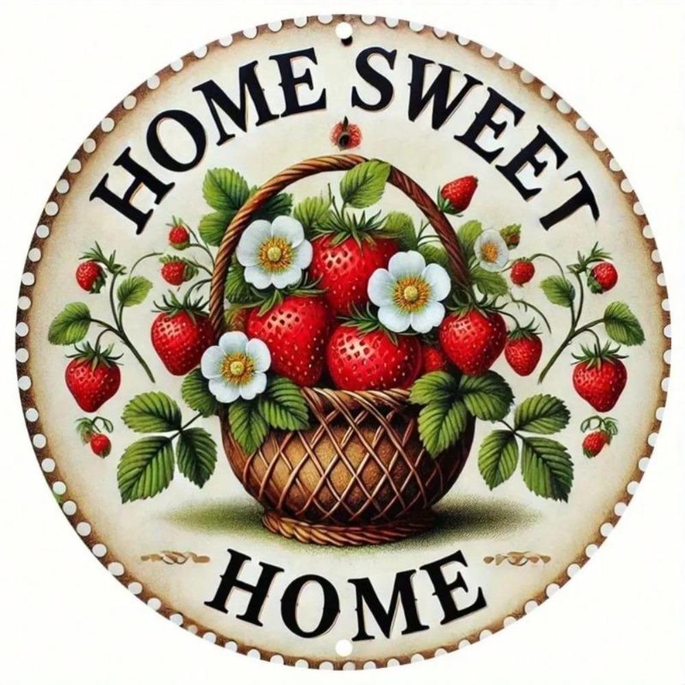 Decorazione Murale Metallica Vintage Arte Floreale Fragola Realistica Decorazione Dolce Casa Cucina