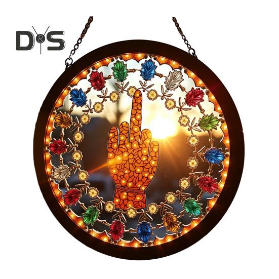 Sun Catcher Hanging Decoration with Metal Chain Colorful Hand-Painted Glass Panel Light Trap Decorative Accessory