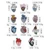 11 Styles Colorful Heart Shaped Enamel Brooches Funny Rose Space Ocean Eye Sea Wave Pattern Ticker Lapel Pins Heartbeat Badge