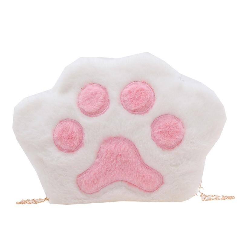Fashion Children's Plush Bag 2025 New Creative Cute Bear Paw Oblique Span Bag Simple Girl Chain Shoulder Bag