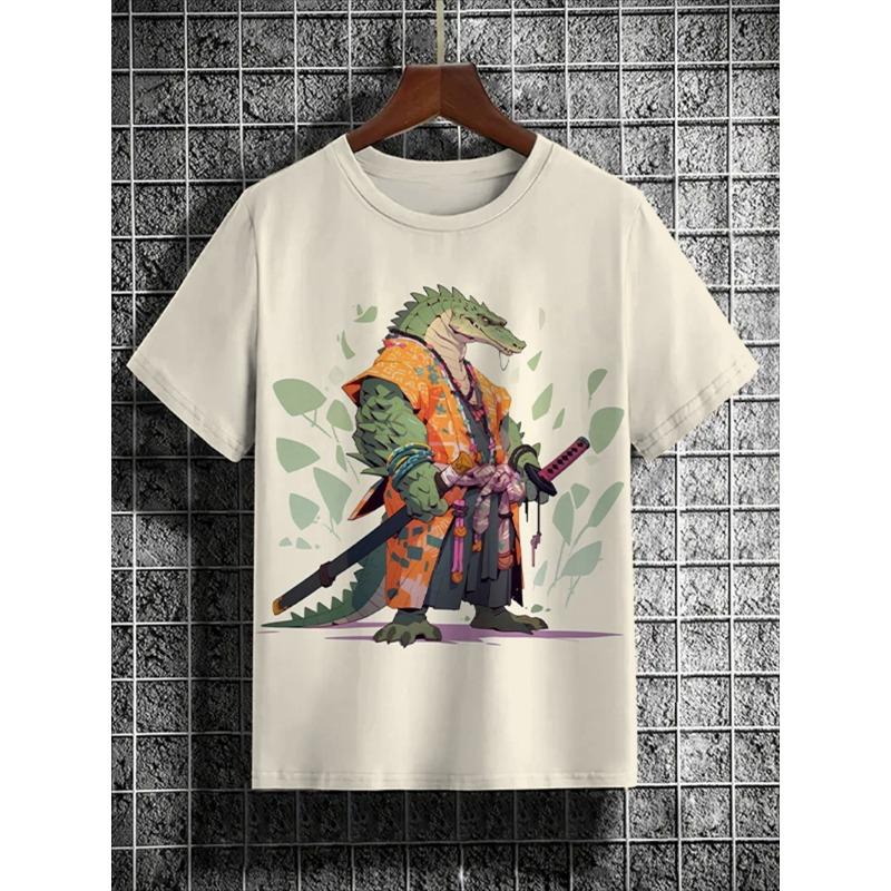 Men's T-Shirt Japanese Cartoon Animals Pattern T-Shirt 3D Print Casual Short Sleeved T-Shirts Oversized Men Clothing Tops Summer