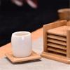6PCS Round Shape Bamboo Coaster Cup Rest   for Glass Cups Tea Cup Coffe Mug Bottle Water Holder Natural Home Decor