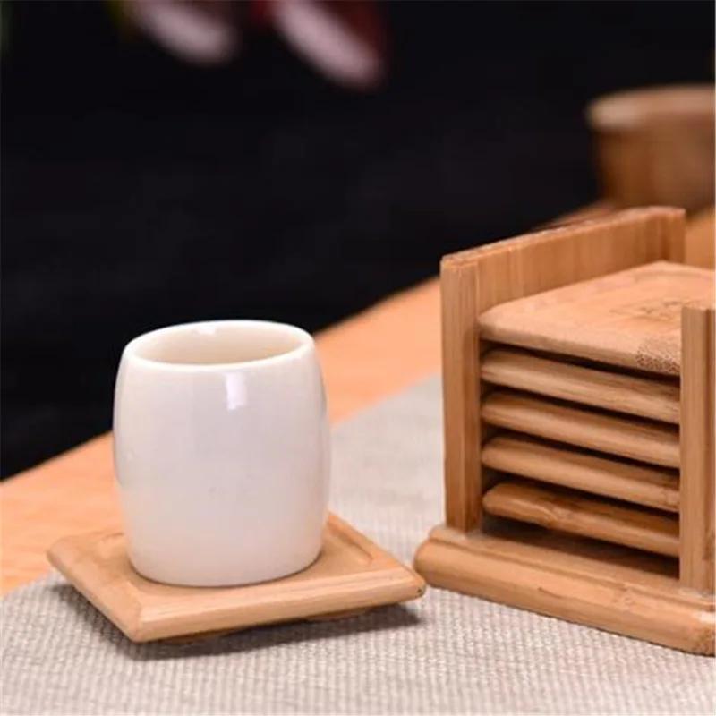 6PCS Round Shape Bamboo Coaster Cup Rest   for Glass Cups Tea Cup Coffe Mug Bottle Water Holder Natural Home Decor