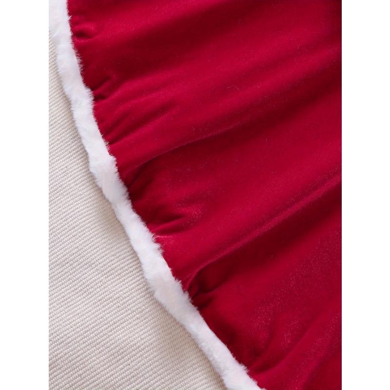 Girls' New Autumn and Winter Christmas Fashion Set Plush Jacket + Velvet Strap Skirt Two-piece, Perfect for Outdoor