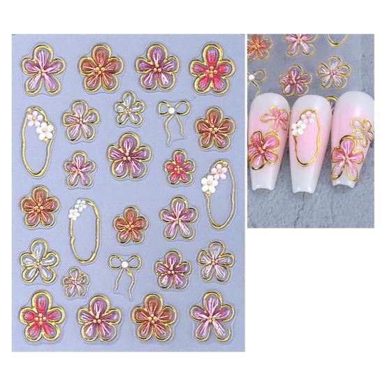 5D Embossed Flower Nail Stickers Self-Adhesive DIY Spring Summer Floral Nail Art Decals