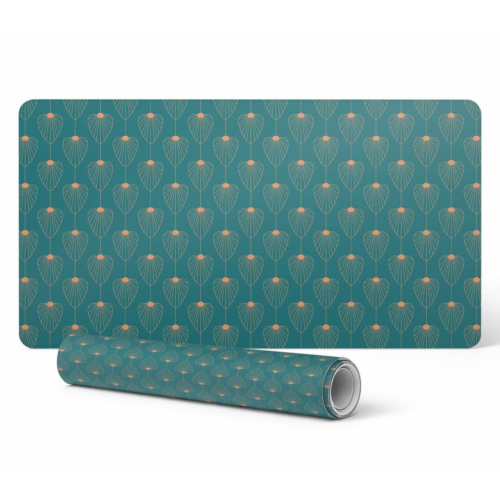 Vinyl Desk Mat with Stylish Retro Leaf Print 120x60 cm