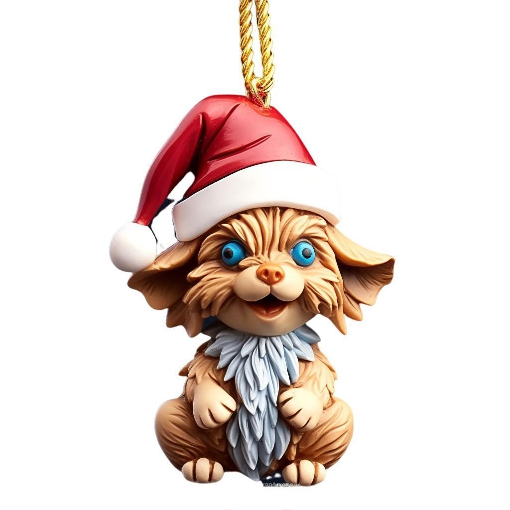 Cute Cartoon Christmas Elf Dog Hanging Ornament For Festive Car Decoration