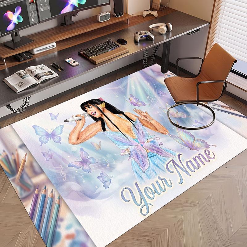 Custom Name Crystal Velvet Rug,Ayliva Comfortable Anti Slip Floor Mat For Room Decoration