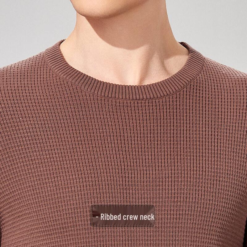 Men's 100% Cotton Jacquard Knit Round Neck Sweater