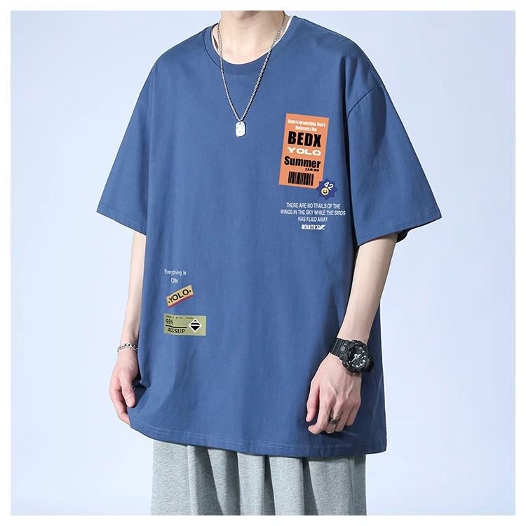 

Чоловіча модна футболка з чистої бавовни з коротким рукавом для підлітків та юніорів - Стильний літній топ 2XL