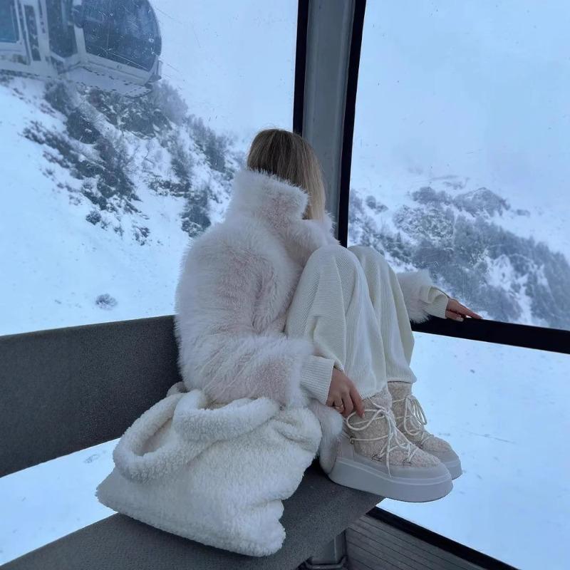 Autumn and winter thickened imitation fur coat women's suit collar medium and long fox fur coat street style fur coat