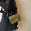 Estilo Universitario Retro Bolso Cambridge Bolso de Hombro de Cuero PU Bolso Cruzado Simple Streetwear