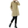 Women's Plus-Size Washed Cotton Trench Coat, Mid-Length, Loose Fit, Korean Style, for Spring and Autumn.