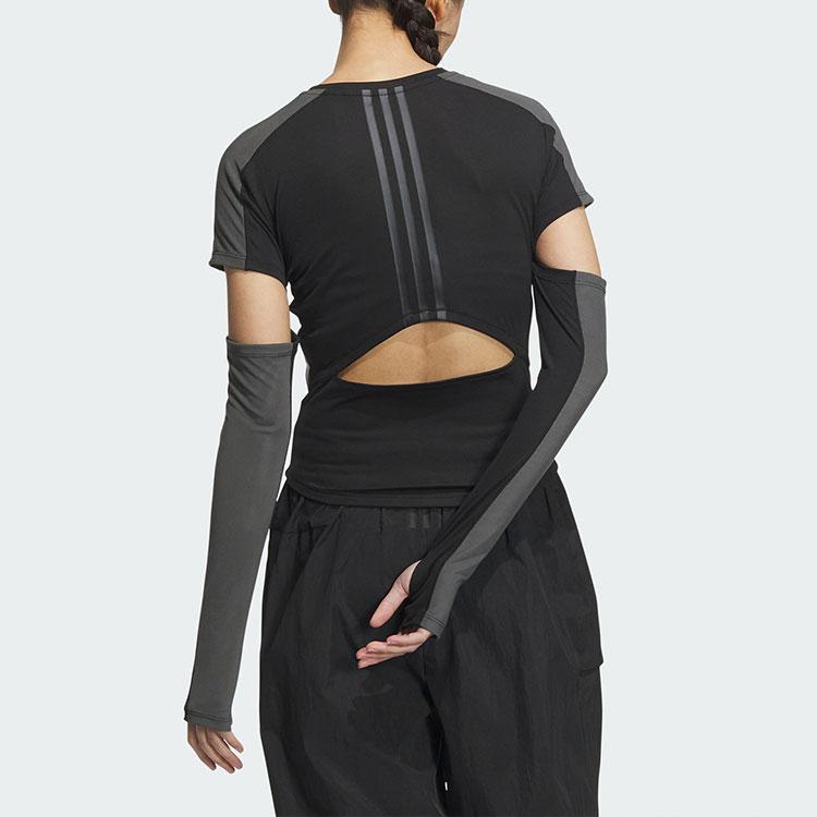 Adidas 2-In-1 Color Block Casual Round Neck Sports T-Shirt Women Tops Black JI7529