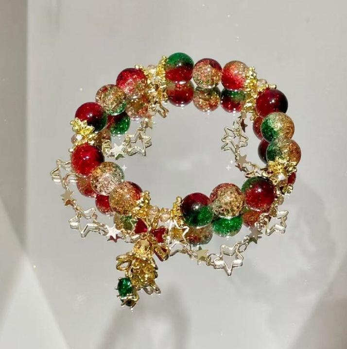 Bohemian Sweet  Beaded Bracelet for Women Girls Pink Color Imitation Jade Crystal Hand Jewelry Birthday Party Gifts
