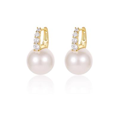 Summer Flash Diamond Pearl Ear Buckle Women's Light Luxury Niche Design Sense Geometric Zircon Earrings Earrings