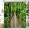 Nature Forest Wooden Bridge Shower Curtain 3D Rain Forest Scenic Landscape Shower Curta for Bathroom Decor, Waterproof Cloth Fabric with Hooks 70 X