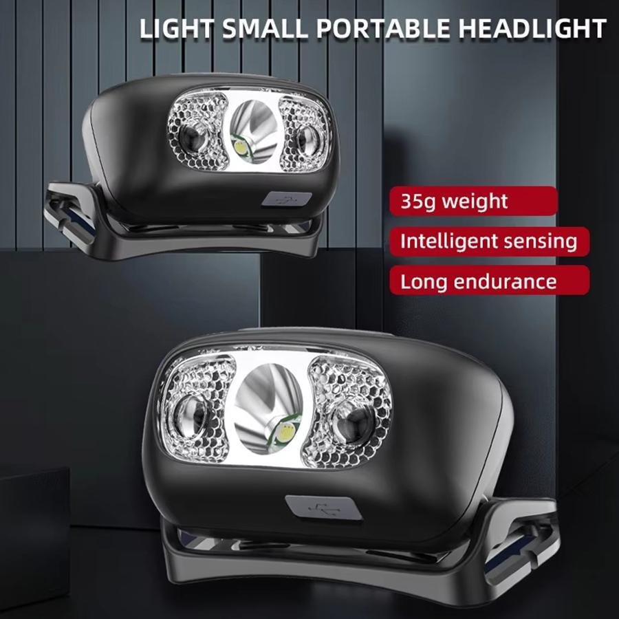 Mini Rechargeable Powerful Sensor Headlamp Fishing Camping USB Head Flashlight COB LED Head Light Torch Headlights Front Lantern