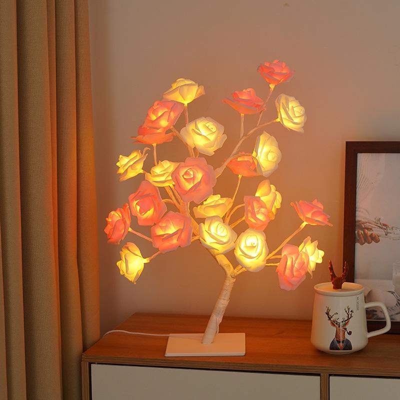 LED Rose Flower Room Decoration Night Light: Modern Home Atmosphere Ornament