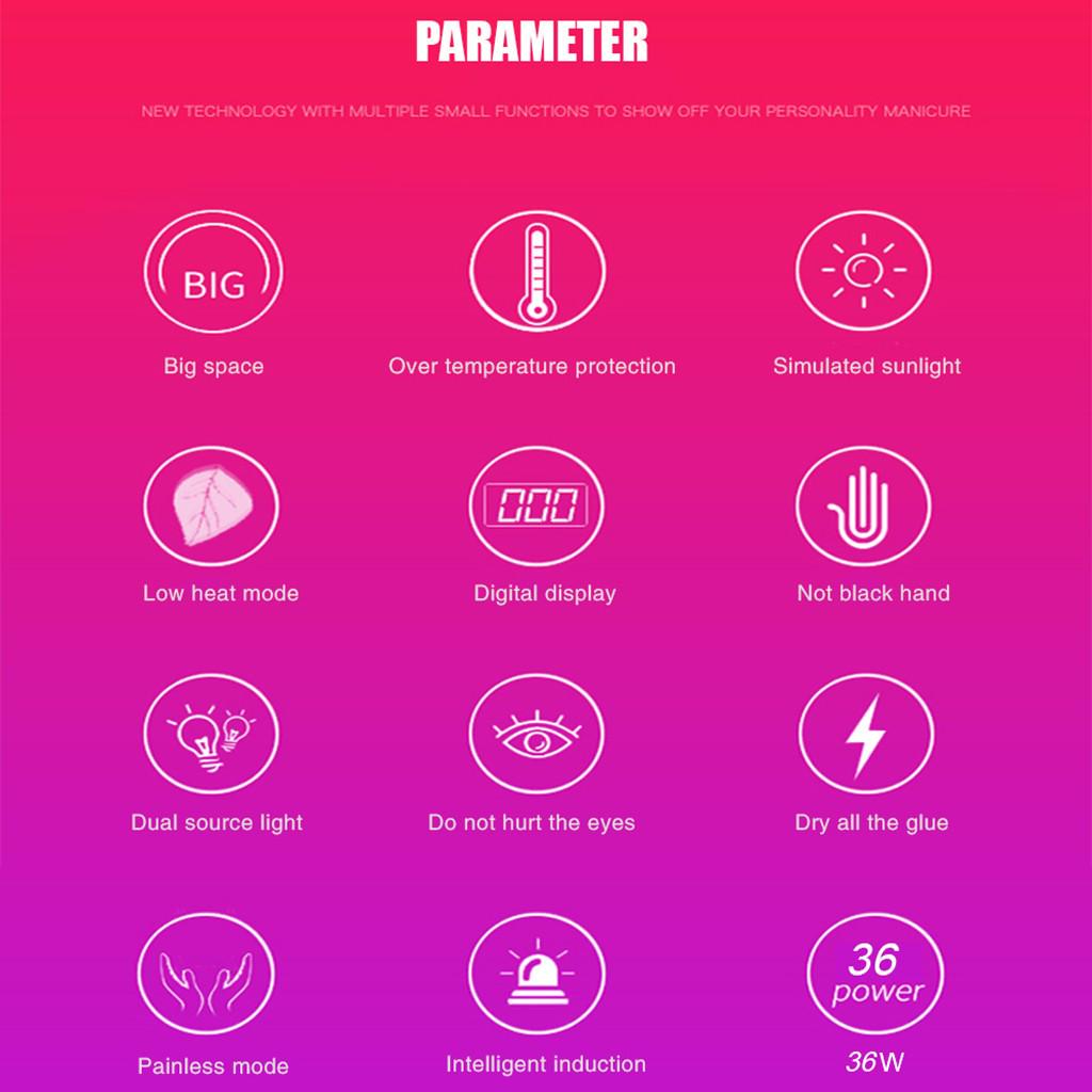 36W Intelligent Induction USB Power Nail Lamp Manicure Light Machine Nair Dryer