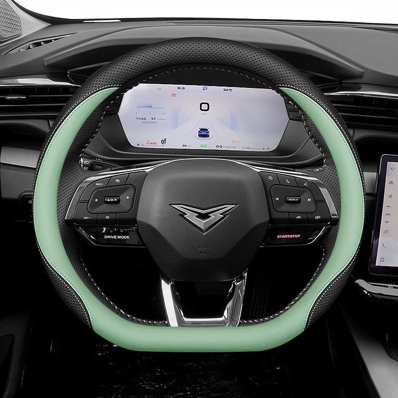 Kaiyi Kunlun New Energy Napa Leather Steering Wheel Cover: Anti-Slip, No Sewing, All-Season.