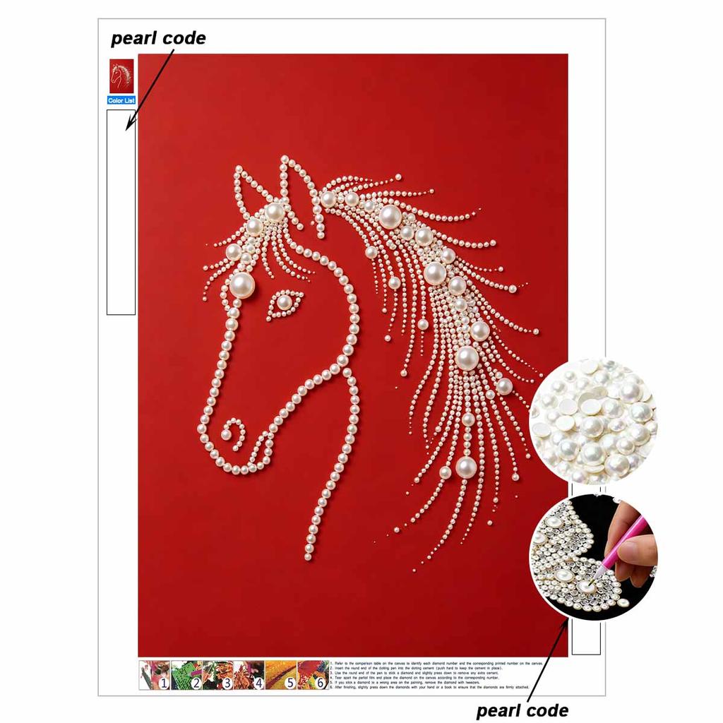 5D DIY Pearl Diamond Painting Kit Elegant Horse Full Drill Embroidery Mosaic Art Home Wall Decor Gift