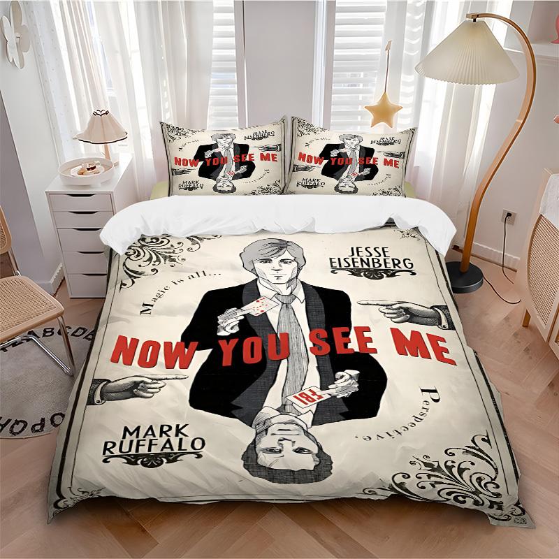

3pcs Now You See Me Bedding Set, Soft Polyester Duvet Cover and Pillowcases Machine Washable Seasons all suitable & Guest Room Decor203 135x200cm