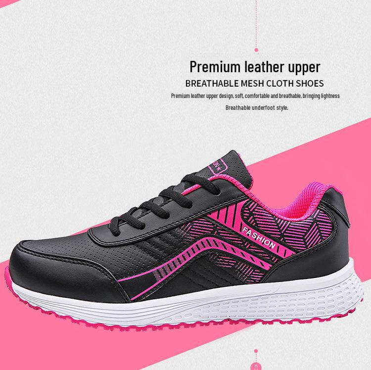 Dámské ploché neklouzavé kožené nepromokavé tenisky na jaro a léto, ideální pro volný čas, běh a cestování.