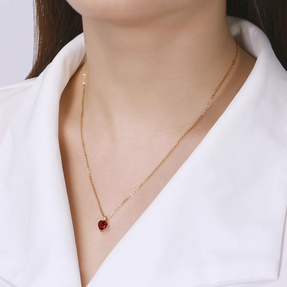 S925 Sterling Silver Necklace Natural Brazilian Amethyst Stone Golden Garnet Inlaid Pendant