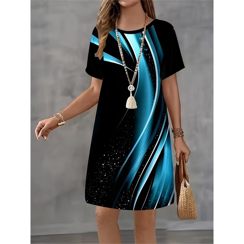 Summer T-shirt Dress Women Retro 3d Print Mini Dresses Comfortable Plus Size 8XL Beach Casual Breathable Soft Dress