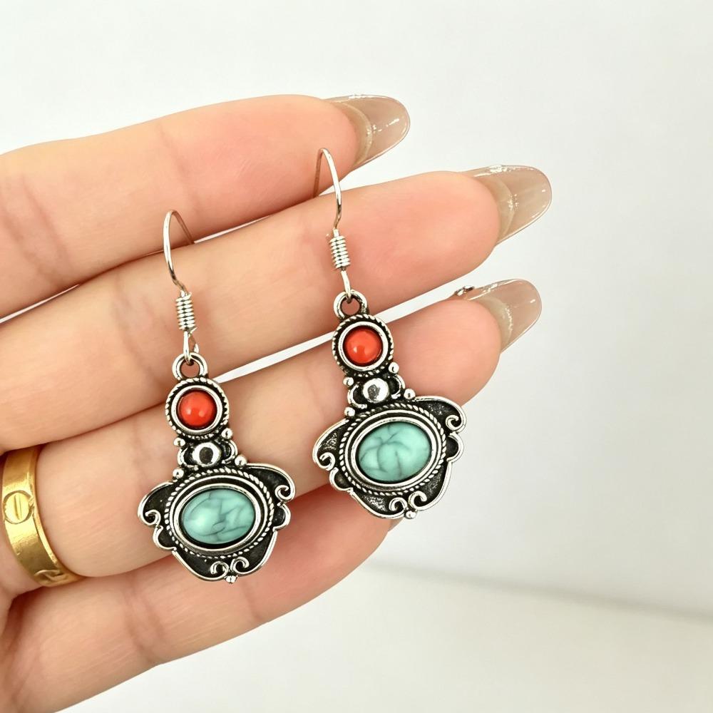 Retro Tibetan Earrings Ethnic Style Versatile Nepalese Niche Earrings Jewelry Stud Earrings Women