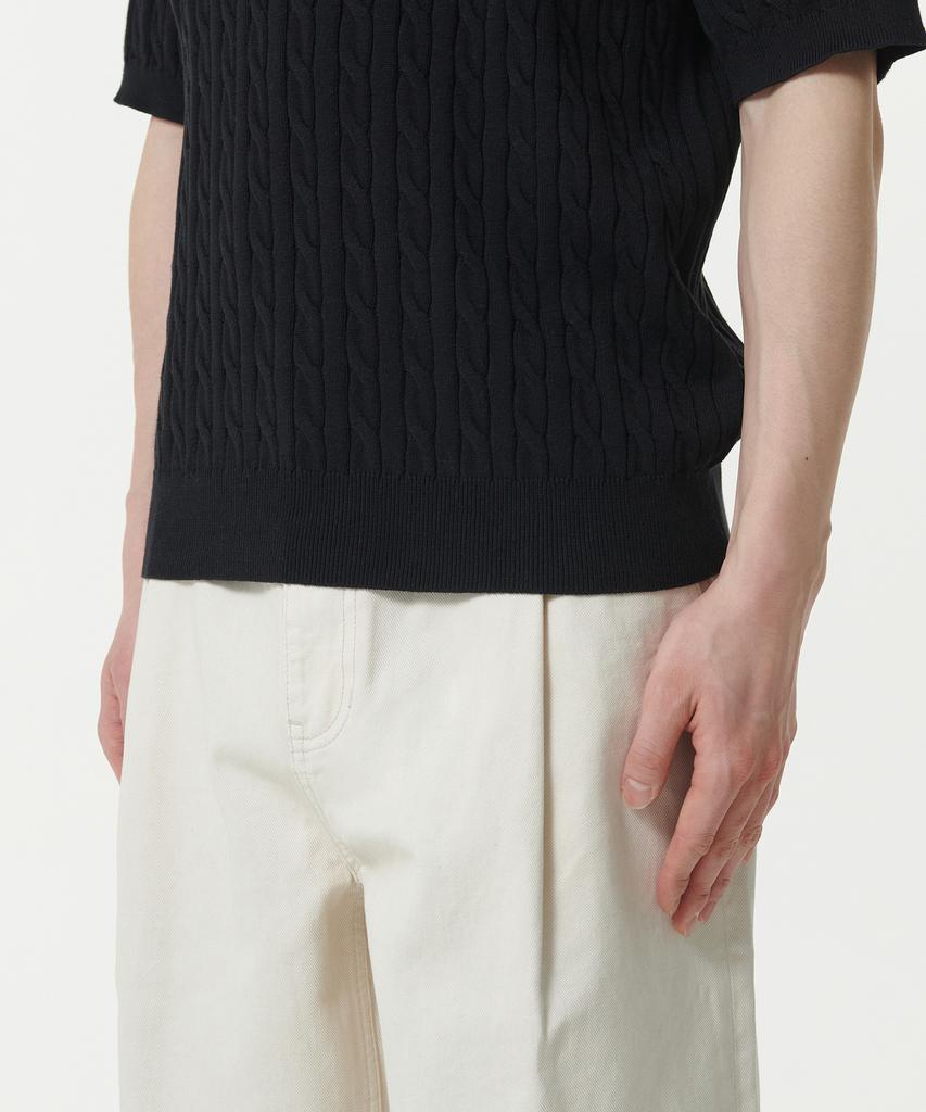 MUSINSA STANDARD Cable Knitted Polo Shirt [Black]