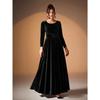 Elegant Evening Dress Elegant Women's Velvet Maxi Dress with Long Sleeves for Fall Wedding Guest Cocktail Party Formal Events