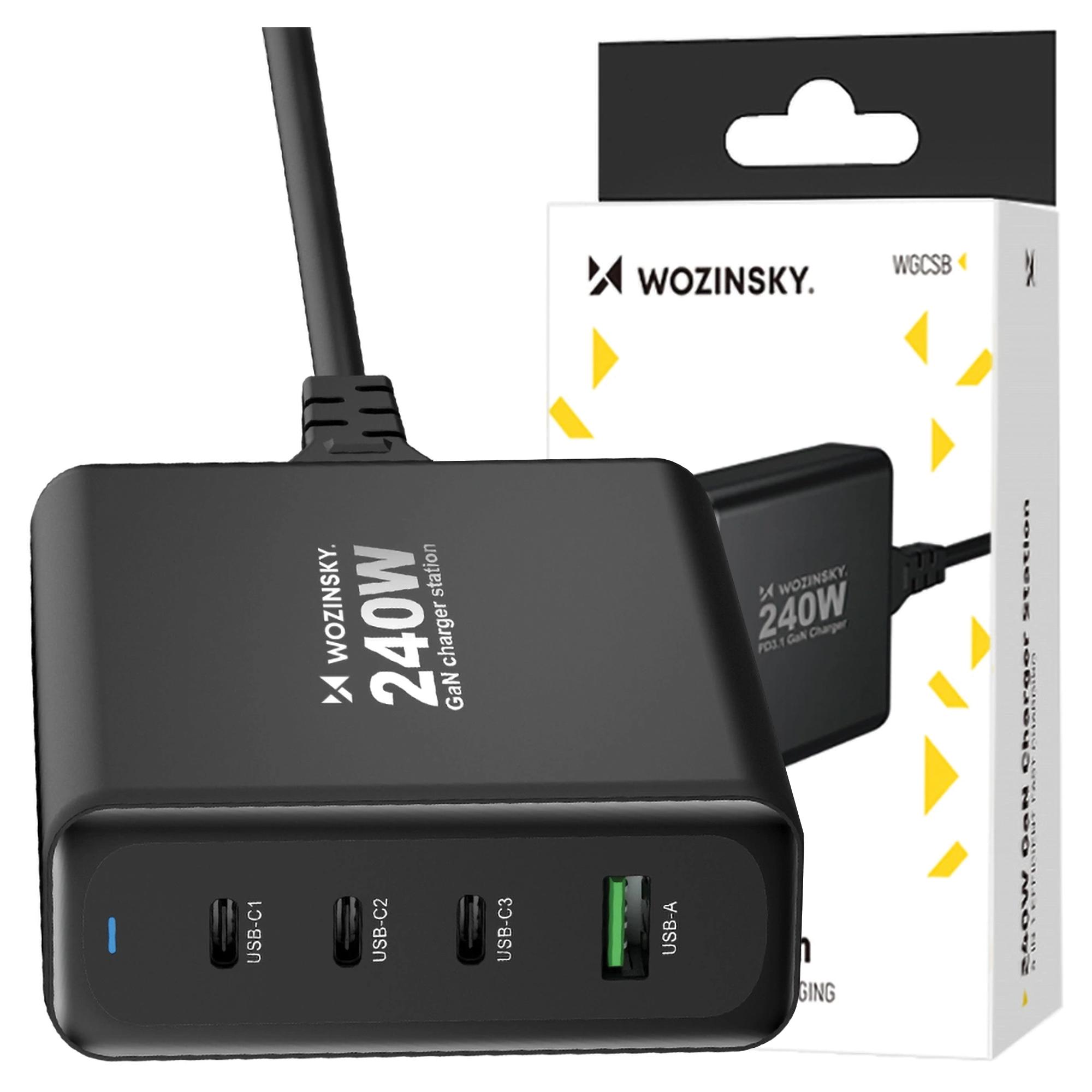 Cargador de Red Gan Wozinsky Wgcsb 240W Usb-A / 3 X Usb-C - Negro