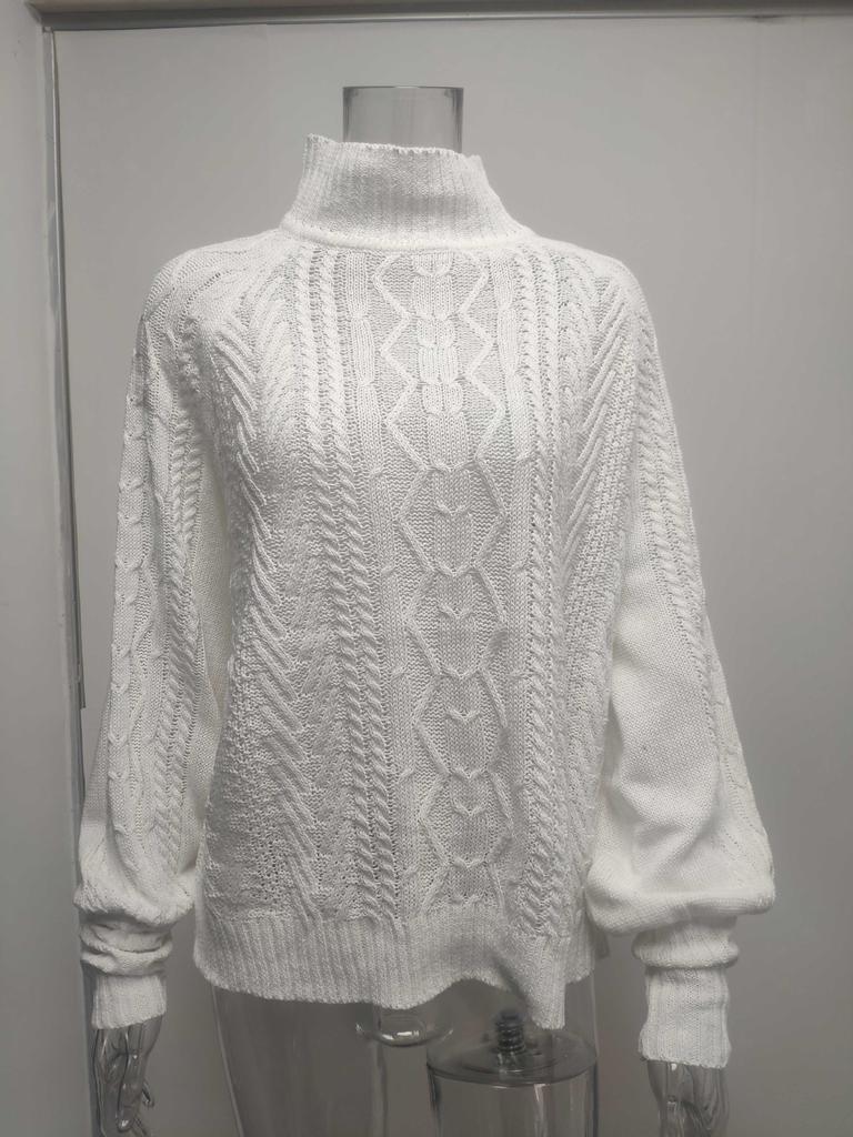 Pullovers Winter Mid-neck Sweater Women Loose Long Sleeve Knit Solid Color Sweater Womens Knit Clothing Jumper Basic Sweater Pullover