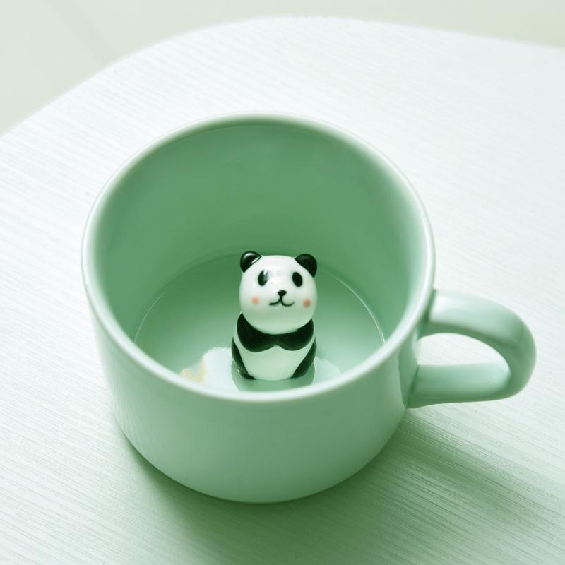 230ml Ceramic Coffee Mug 3D Hand-painted Animal Milk Cup with Cartoon Animal Tea Mugs Reusable Celadon Latte Mug Creative Gift 230ml