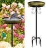 Bird Bath Bowl Vintage Rust-Resistant Garden Backyard Bird Waterer Rust Resistant LED Floating Candle Bird