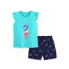 Unicorn Print Girls' Summer Short Sleeve Knit Cotton Two-Piece Set