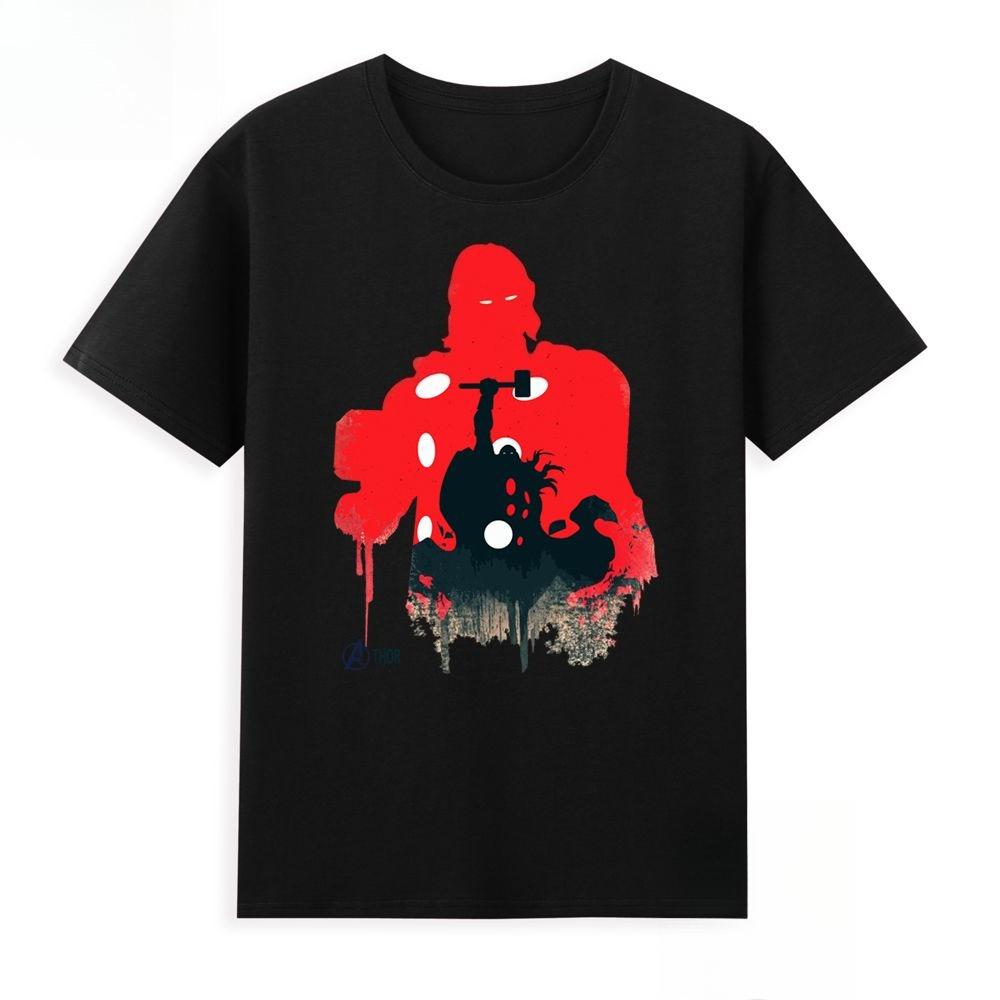 Licensed Anime Super Heroes Avengers Thor Shadow Print T-Shirts Men's and Women's Short Sleeve Relaxed Plus Size Tops