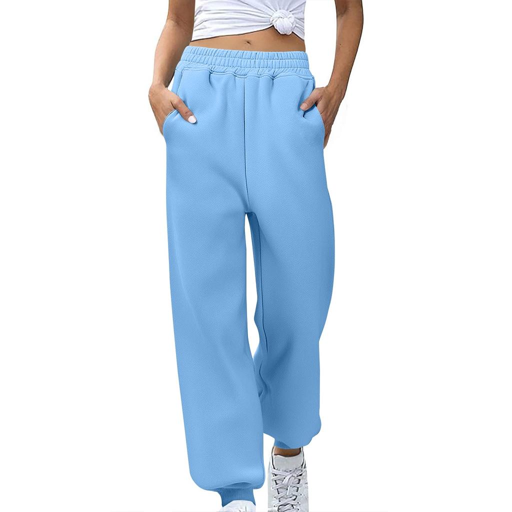 Women's Stylish Loose Sweatpants Comfortable High-waisted Jogging Belt Pocket Sweatpants