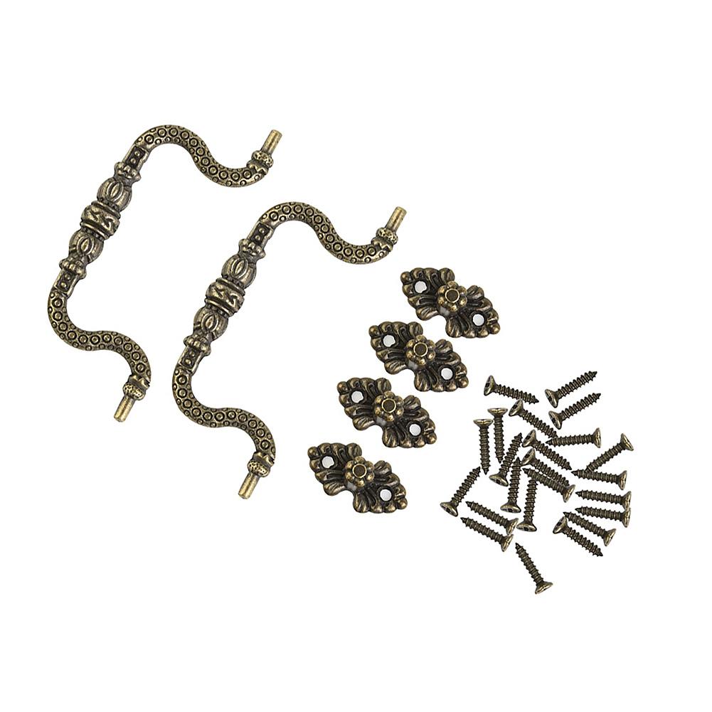 2pcs Arch Door Cabinet Pull Handle Knobs Antique Bronze Vintage Wardrobe Screws