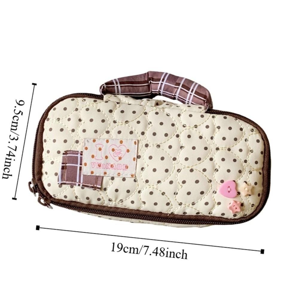 Large Capacity Korean Stationery Bag Star Love Heart Pen Storage Bag Dot Cloth Pencil Case Student