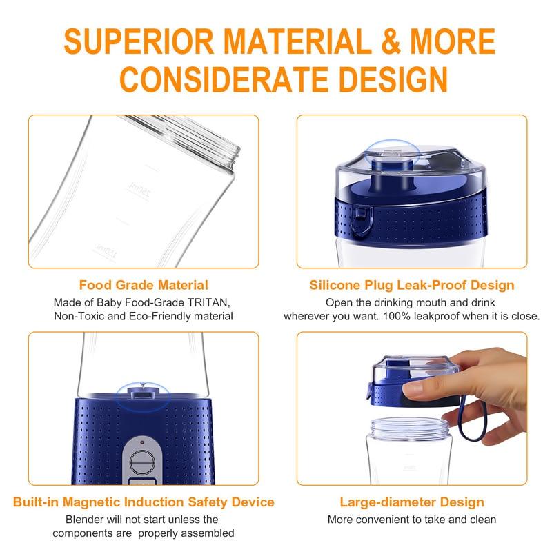 Mini Blender Portable  Cup for Personal Fruit Mixer  Juice  Extractor