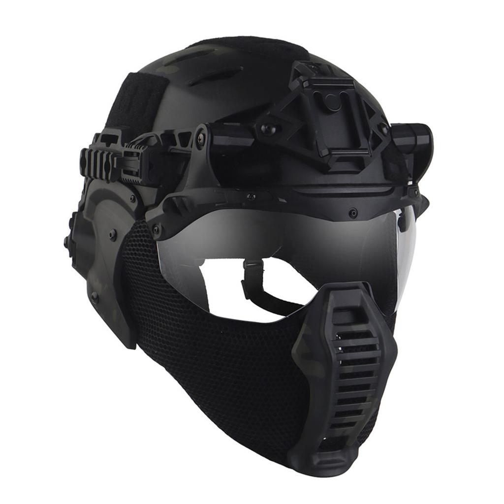 Maschera Airsoft con Occhiali Protezione Integrale Casco Protettivo per Paintball Festa Cosplay