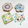 Two Styles Of Colored Glass Mosaic Tile Sets, 49 Pieces Of Bulk Colored Glass Mosaic Tiles, Handcrafted Art Craftsmanship